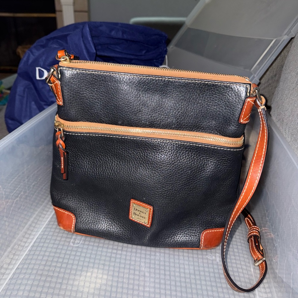 Dooney & Bourke Black and Tan Crossbody Bag
